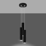 Sollux Lighting Lagos Steel Pendant Lamp with 3 GU10 Lights – Modern Design, Black