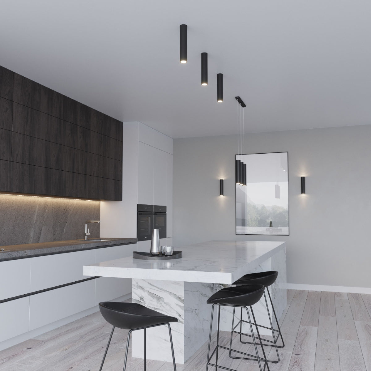 Sollux Lighting Lagos Steel Pendant Lamp with 3 GU10 Lights – Modern Design, Black