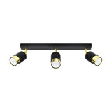Sollux Nero Ceiling Lamp in Black and Gold Steel, GU10 Fitting – Modern Three-Light Ceiling Light