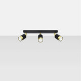 Sollux Nero Ceiling Lamp in Black and Gold Steel, GU10 Fitting – Modern Three-Light Ceiling Light
