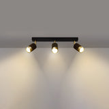 Sollux Nero Ceiling Lamp in Black and Gold Steel, GU10 Fitting – Modern Three-Light Ceiling Light