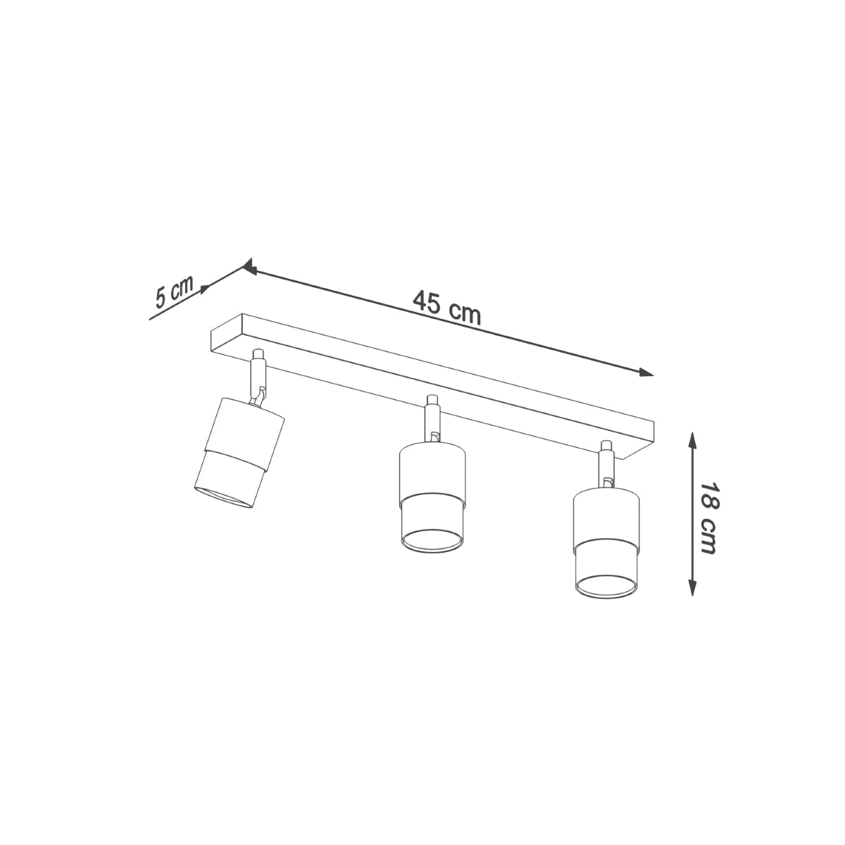 Sollux Nero Ceiling Lamp in Black and Gold Steel, GU10 Fitting – Modern Three-Light Ceiling Light