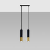 Sollux Loopez 2-Light Pendant Lamp in Black and Gold Steel, GU10 Fitting – Modern Ceiling Light