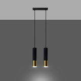 Sollux Loopez 2-Light Pendant Lamp in Black and Gold Steel, GU10 Fitting – Modern Ceiling Light