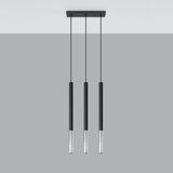 Sollux Mozaica 3-Light Pendant Lamp in Black and Chrome Steel, G9 Fitting – Modern Ceiling Light