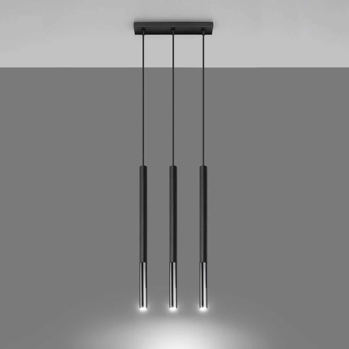 Sollux Mozaica 3-Light Pendant Lamp in Black and Chrome Steel, G9 Fitting – Modern Ceiling Light