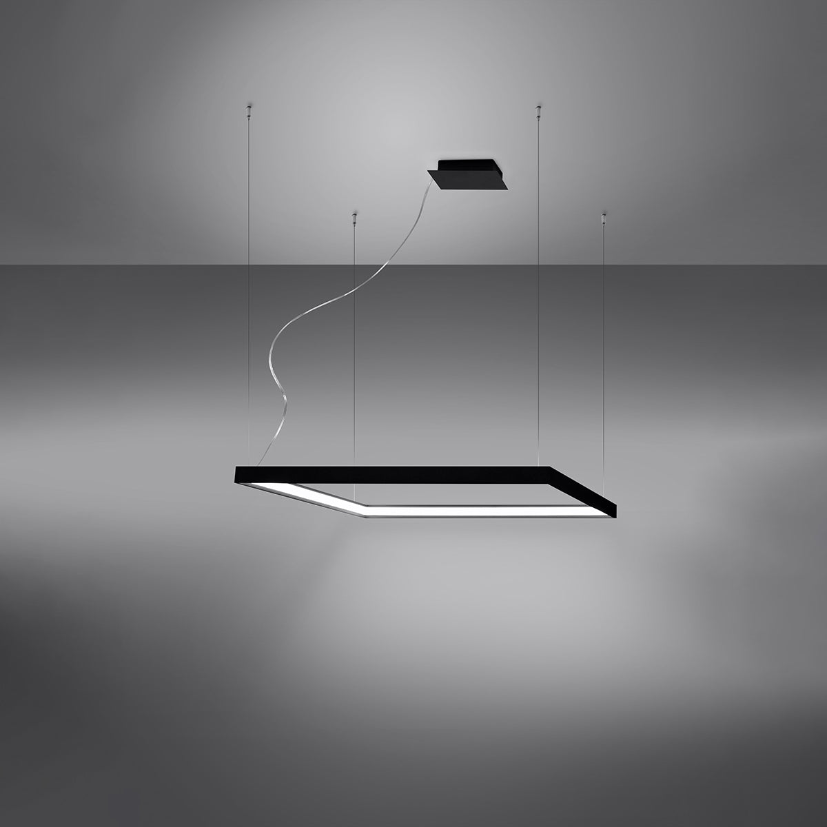 Nelya Modern LED Chandelier in Black Aluminium, 80cm – Neutral White 4000K, 5757lm