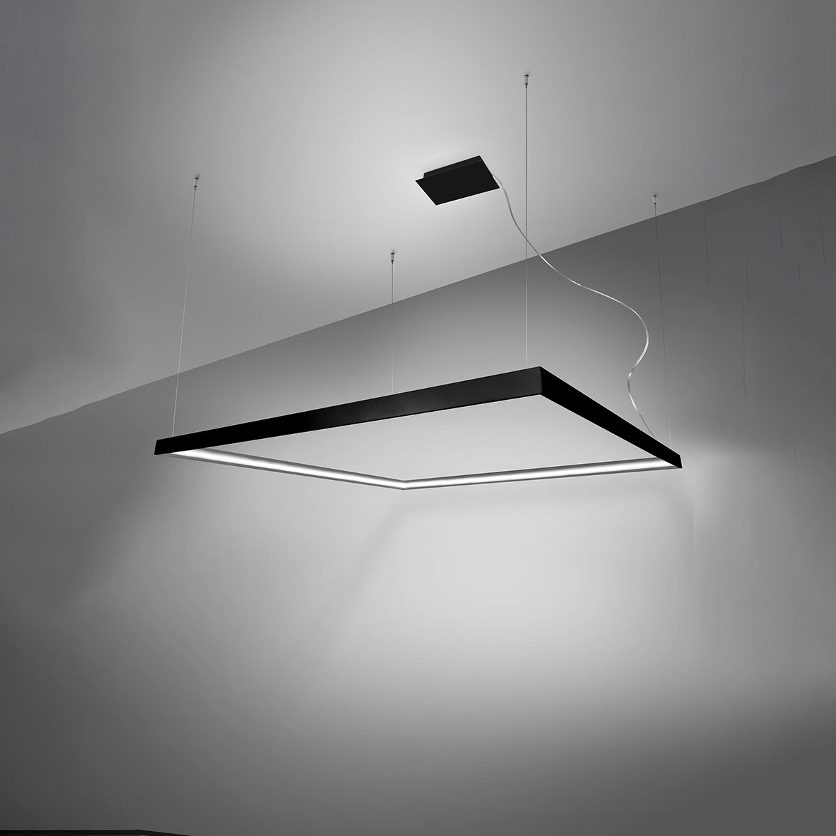 Nelya Modern LED Chandelier in Black Aluminium, 80cm – Neutral White 4000K, 5757lm
