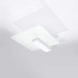 Sollux Lighting Lappo Ceiling Lamp with Wood and Glass Design, E27 – Scandinavian Style Light, White