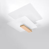 Sollux Lighting Lappo Ceiling Lamp with Wood and Glass Design, E27 – Scandinavian Style Light, Natural Wood