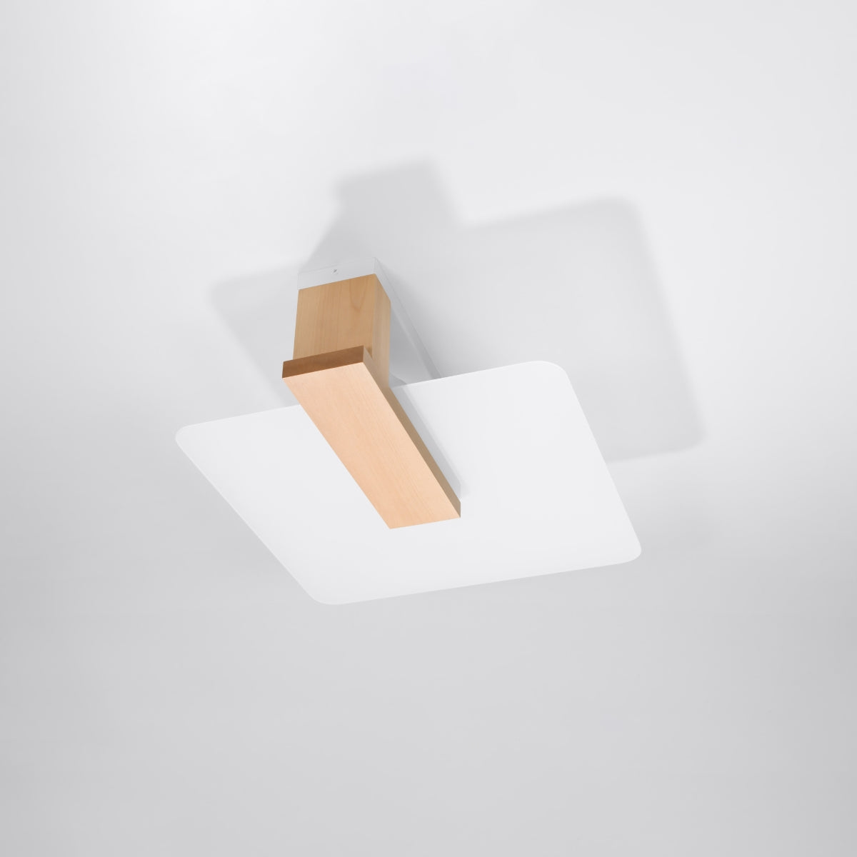 Sollux Lighting Lappo Ceiling Lamp with Wood and Glass Design, E27 – Scandinavian Style Light, Natural Wood