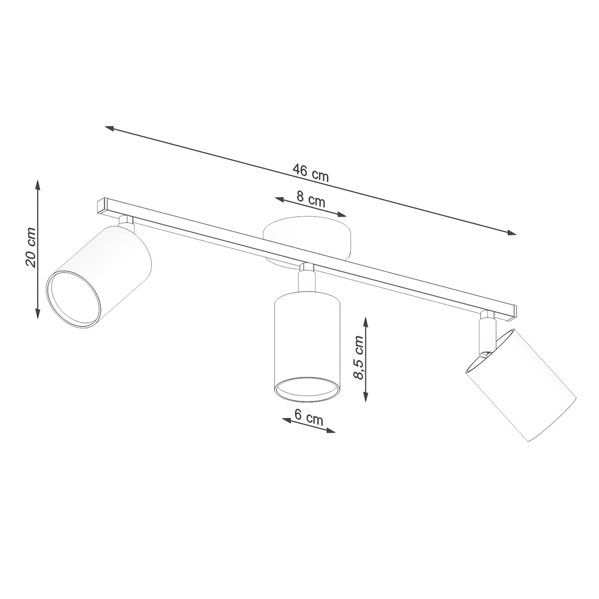 Sollux Lighting Lemmi Steel Ceiling Light with 3 GU10 Spots – Minimalist Design, White