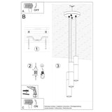 Sollux Lighting Borgio Pendant Lamp, Steel and Concrete with Three GU10 Fittings – Modern, Black and Grey