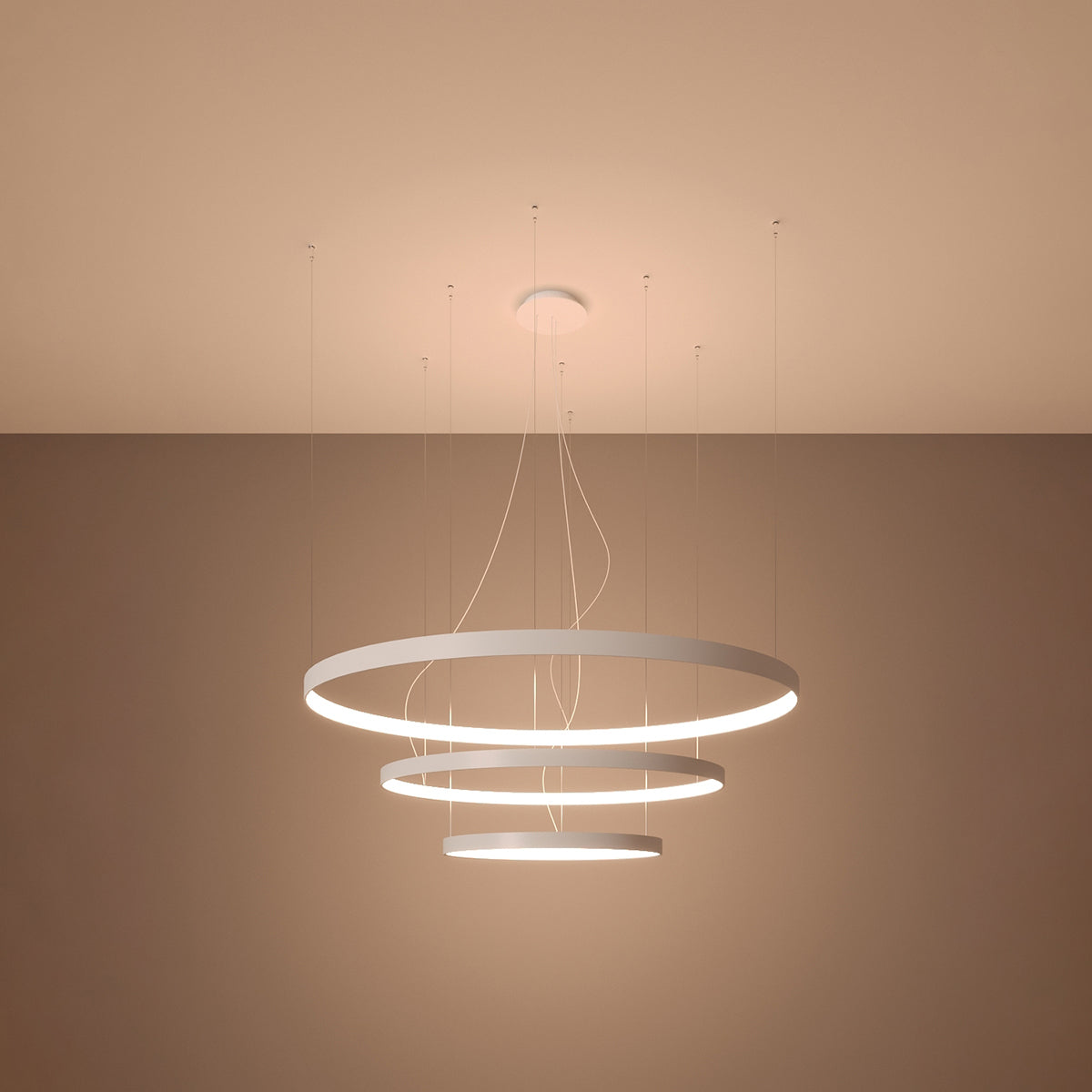Rio Modern LED Chandelier in White Aluminium, 110cm – Warm White 3000K, 17210lm