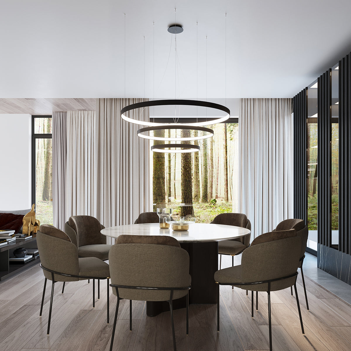 Rio Modern LED Chandelier in White Aluminium, 110cm – Warm White 3000K, 17210lm