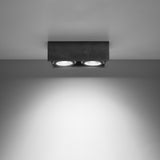 Sollux Lighting Quatro Concrete Ceiling Light with 2 GU10 Spots – Industrial Design, Grey