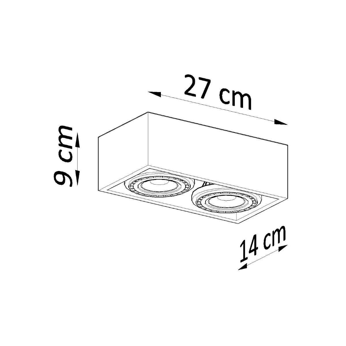 Sollux Lighting Quatro Concrete Ceiling Light with 2 GU10 Spots – Industrial Design, Grey
