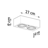 Sollux Lighting Quatro Concrete Ceiling Light with 2 GU10 Spots – Industrial Design, Grey