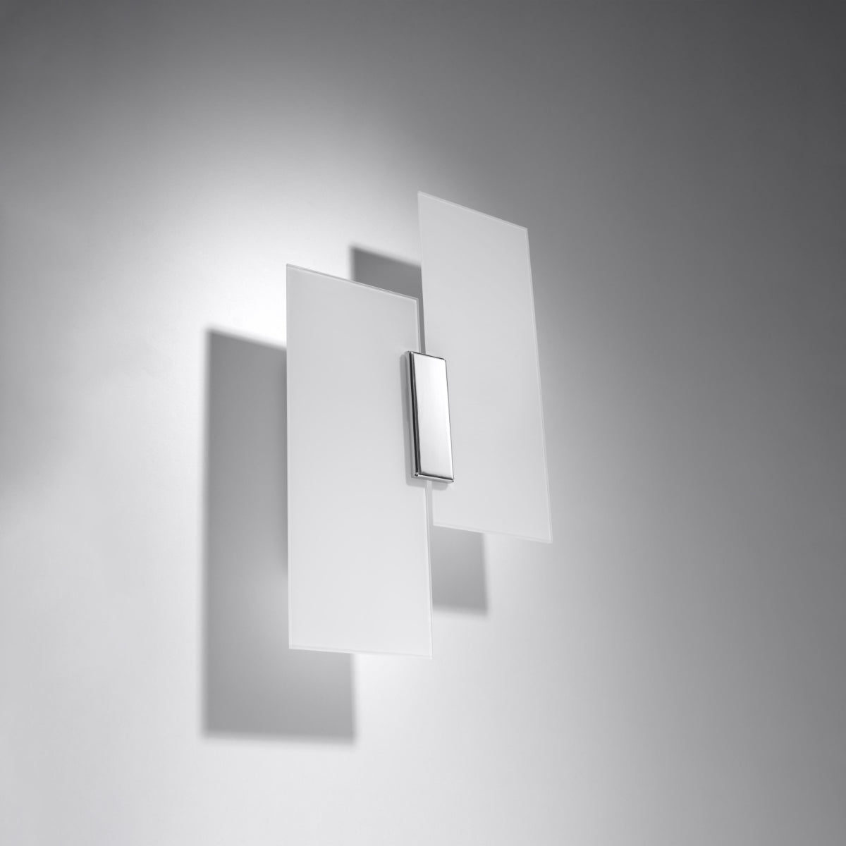 Sollux Lighting Fabiano Steel and Glass Wall Light with 2 E27 Fittings – Modern Design, Chrome and White