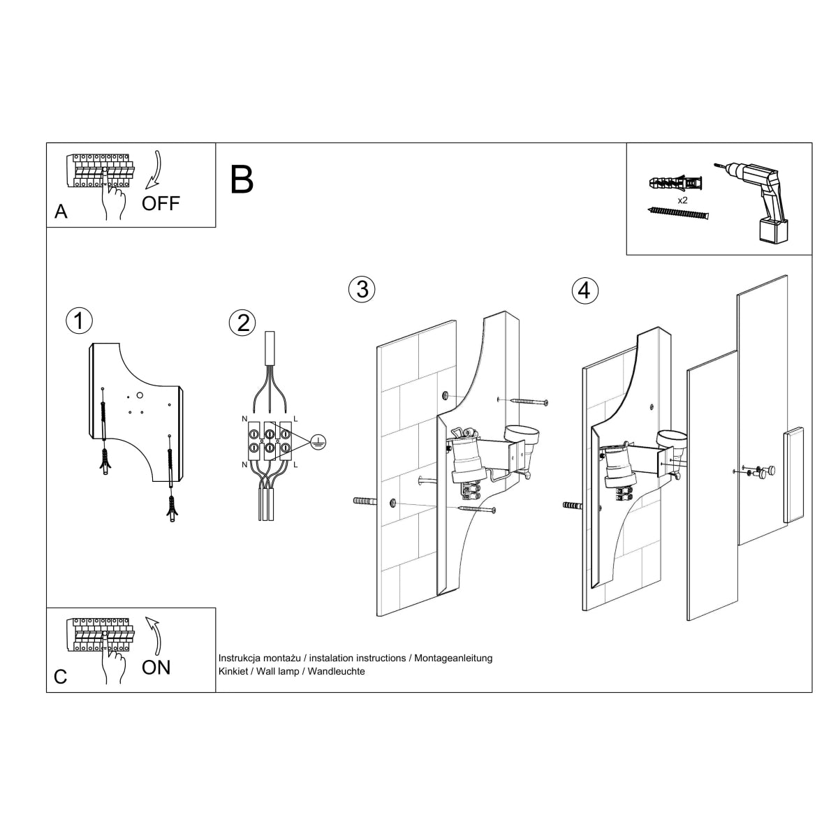 Sollux Lighting Fabiano Steel and Glass Wall Light with 2 E27 Fittings – Modern Design, Chrome and White