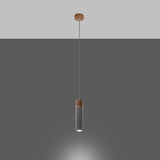 Zane Industrial Pendant Lamp in Concrete and Wood, GU10 – Grey and Natural Wood
