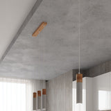 Zane Industrial Pendant Lamp in Concrete and Wood, GU10 – Grey and Natural Wood