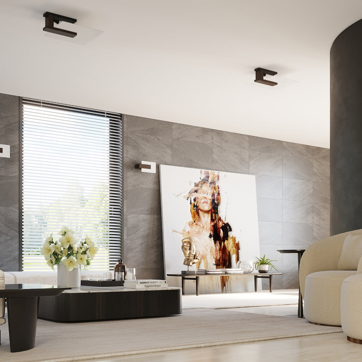 Sollux Lighting Lappo Wood and Glass Ceiling Light with 2 E27 Fittings – Scandinavian Design, Wenge