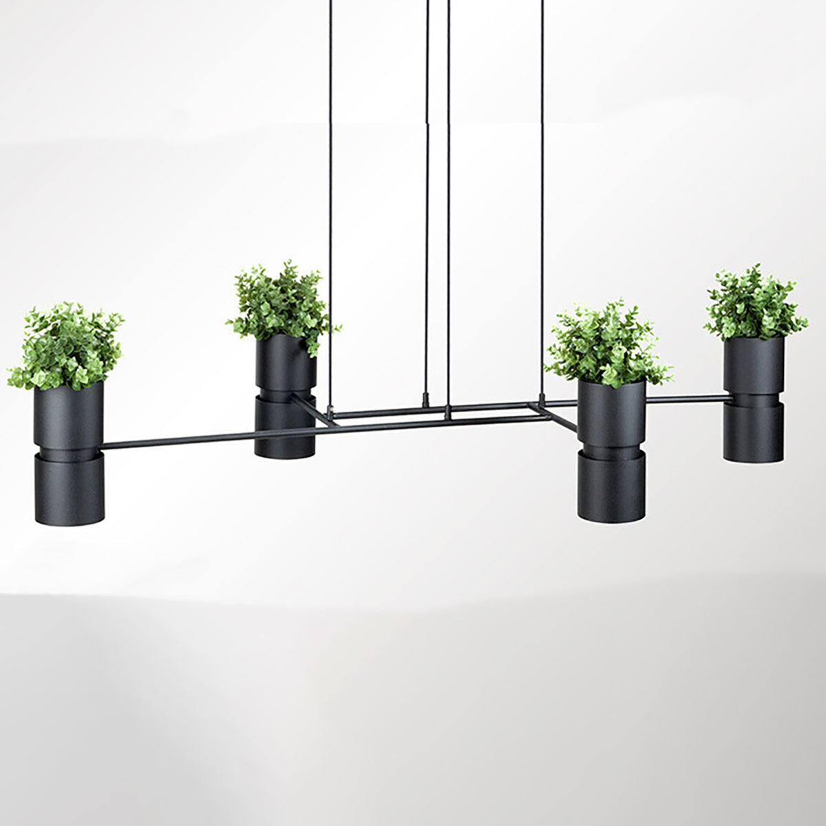 Kukkia Modern Pendant Lamp in Black Steel, 142cm – 4 x GU10/ES111