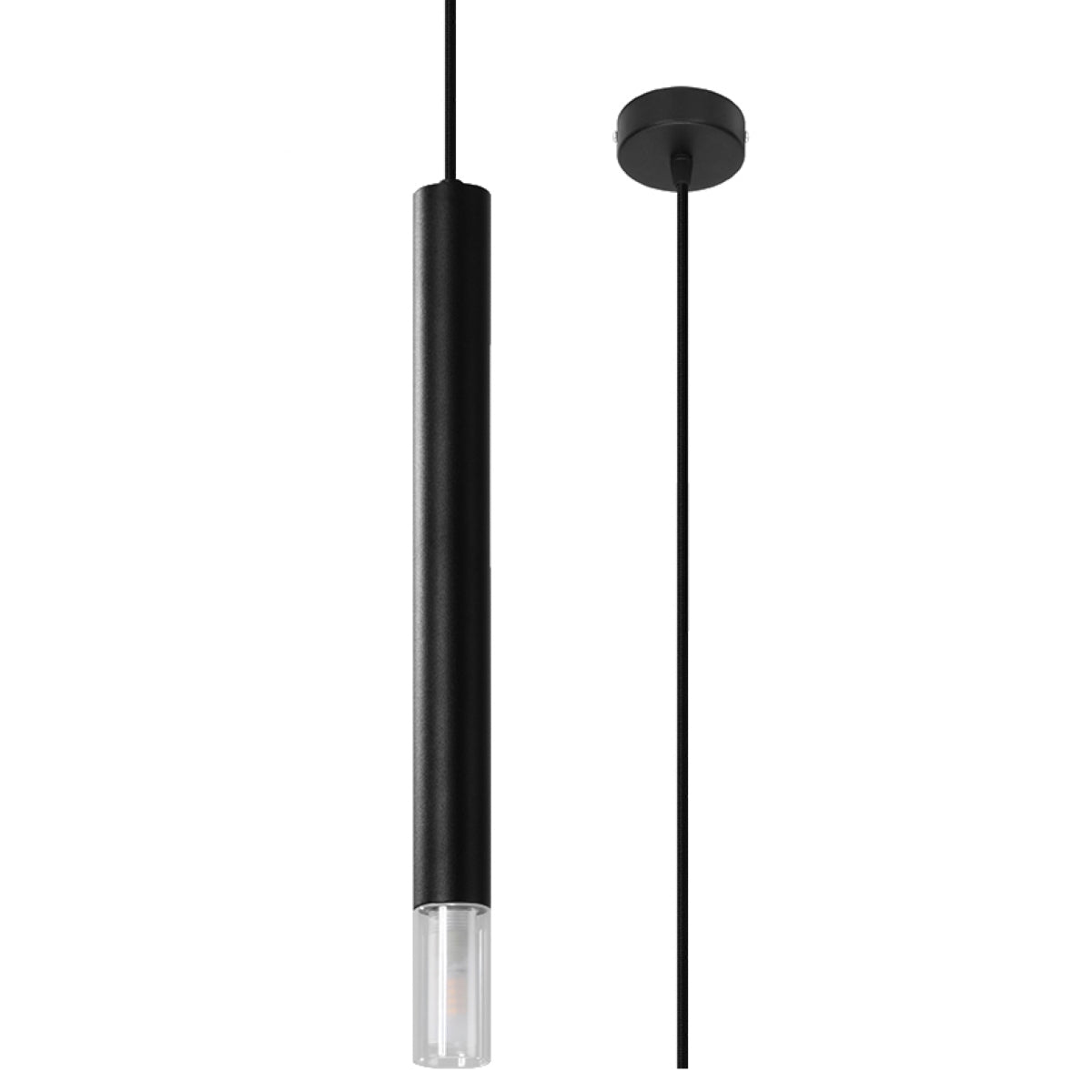 Sollux Lighting Wezyr Modern Pendant Lamp with Steel and Glass Shade, G9 – Hanging Ceiling Light, Black