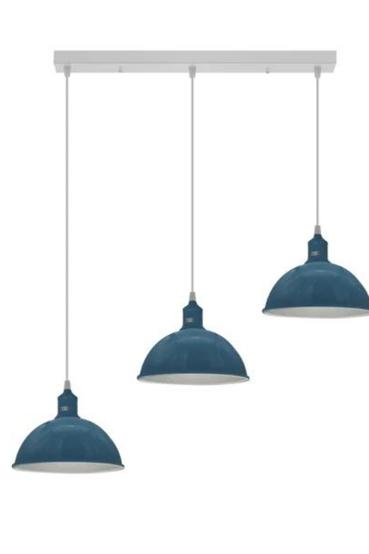 LEDSONE Industrial Loft 3 Light Ceiling Pendant with 21cm Dome Metal Shades – Dimmable, for Kitchen Islands