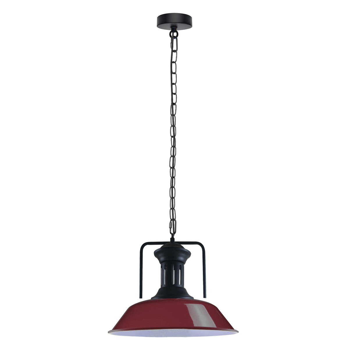 Vintage Industrial Burgundy Pendant Light with 36cm Bowl Metal Shade – Hanging Lamp for Kitchen & Dining