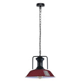 Vintage Industrial Burgundy Pendant Light with 36cm Bowl Metal Shade – Hanging Lamp for Kitchen & Dining