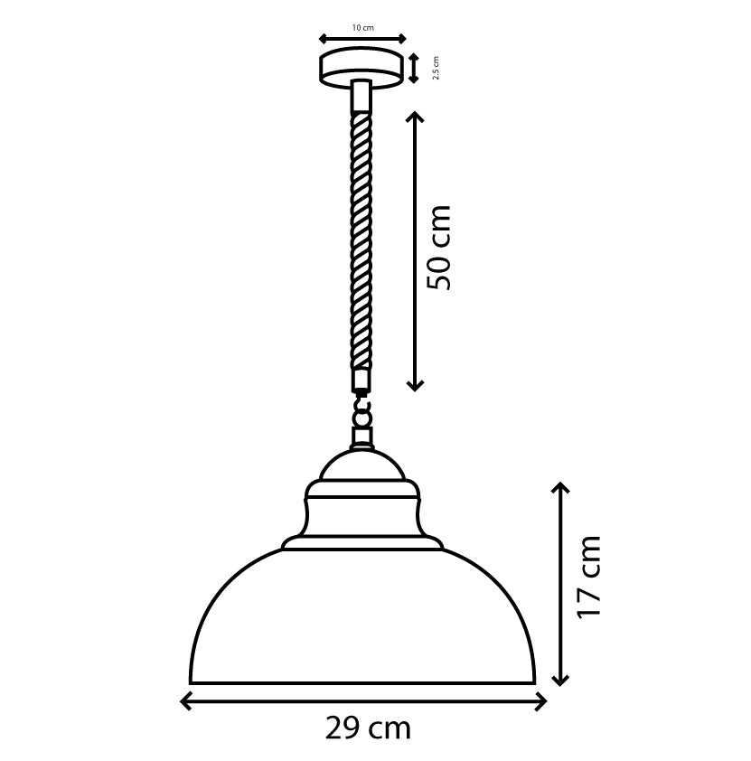 LEDSONE Vintage Industrial Curvy Metal Ceiling Pendant Light with E27 Edison Holder – Dimmable, Hemp Cord