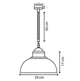 LEDSONE Vintage Industrial Curvy Metal Ceiling Pendant Light with E27 Edison Holder – Dimmable, Hemp Cord