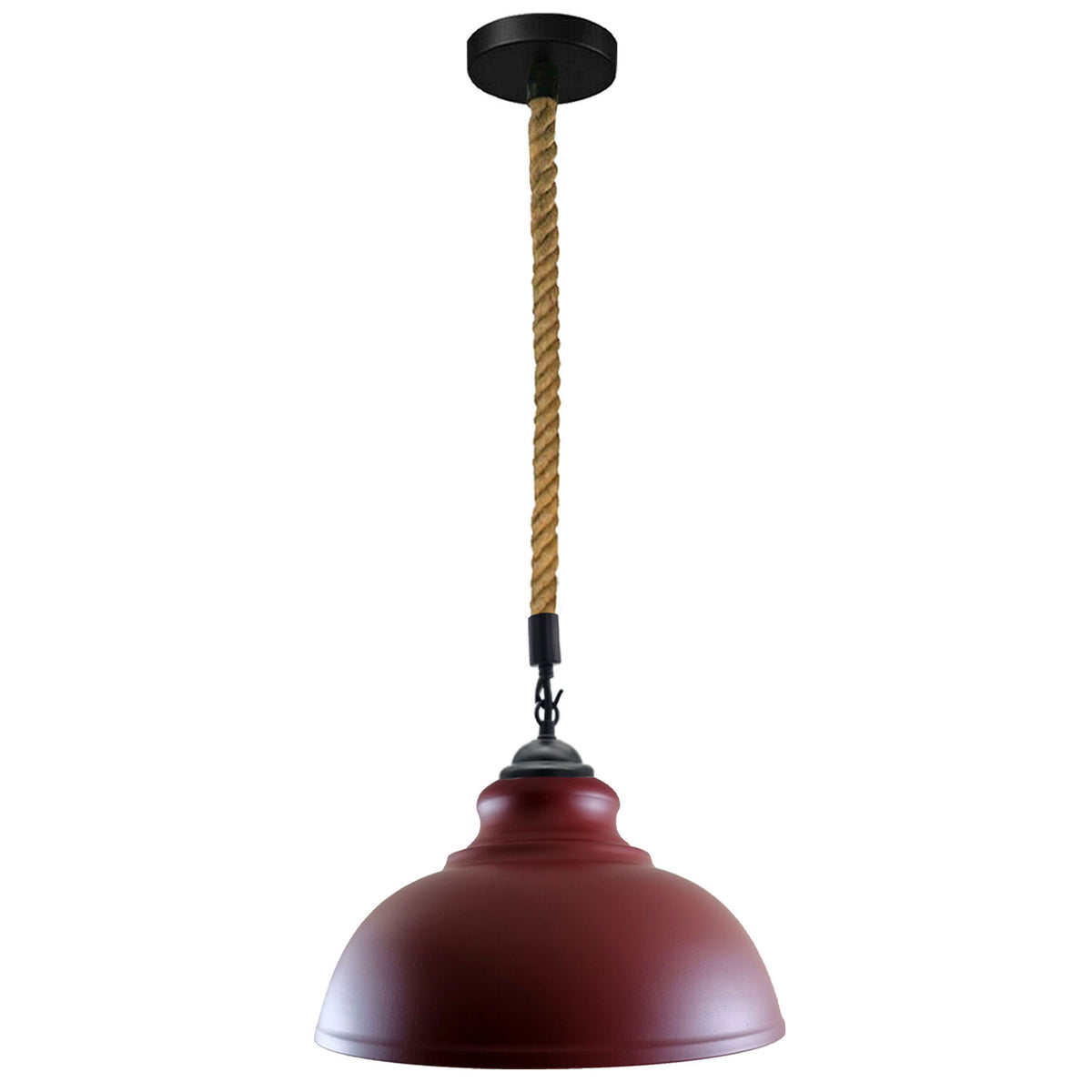 LEDSONE Vintage Industrial Curvy Metal Ceiling Pendant Light with 200cm Hemp Rope, E27