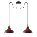LEDSONE Burgundy Vintage 2 Way Ceiling Pendant Light with 29cm Metal Shades and E27 Base – Industrial Style