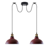 LEDSONE Burgundy Vintage 2 Way Ceiling Pendant Light with 29cm Metal Shades and E27 Base – Industrial Style
