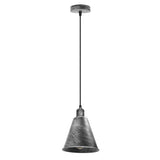 LEDSONE Modern Hanging Cone Pendant Light with E27 Base – Brushed Silver Metal Lampshade Ceiling Fixture