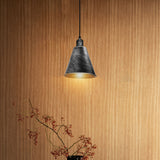 LEDSONE Modern Hanging Cone Pendant Light with E27 Base – Brushed Silver Metal Lampshade Ceiling Fixture