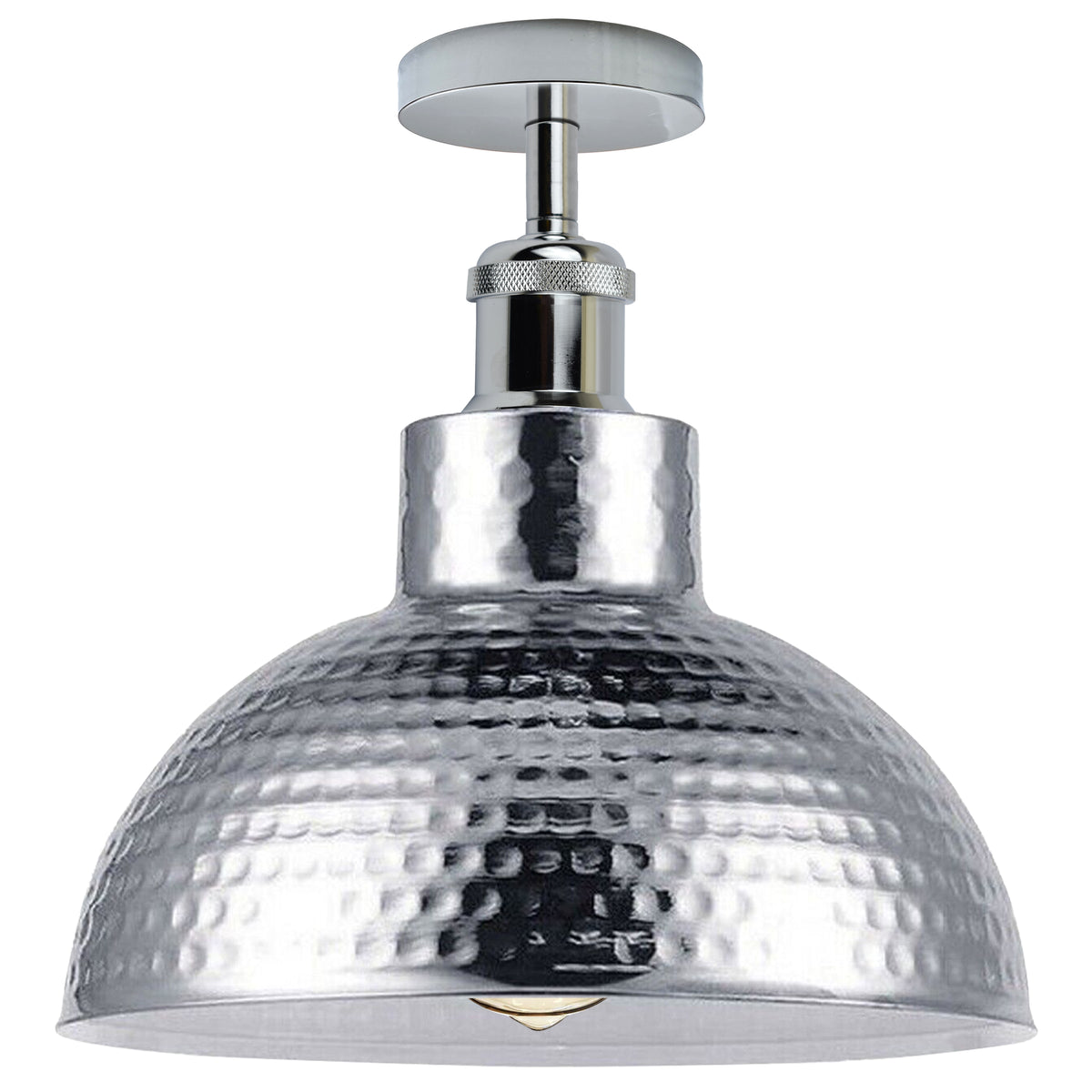 LEDSONE Vintage Industrial Flush Mount Ceiling Light in Chrome Metal, E27 – Hallway, Bedroom & Kitchen Lighting