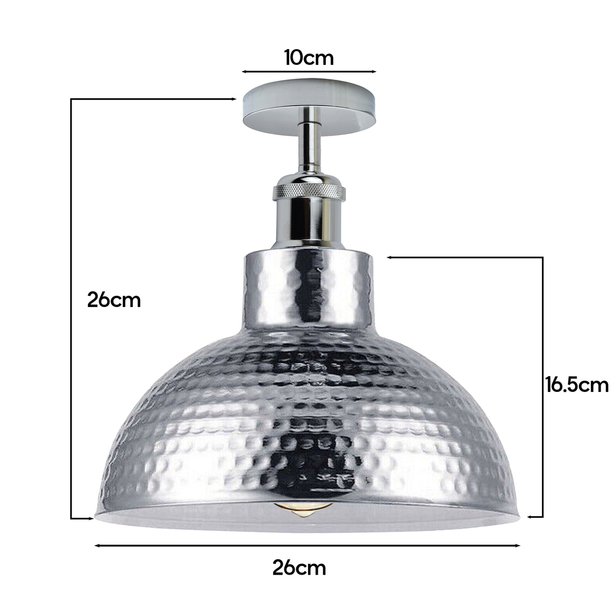 LEDSONE Vintage Industrial Flush Mount Ceiling Light in Chrome Metal, E27 – Hallway, Bedroom & Kitchen Lighting