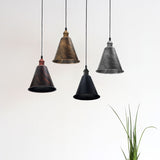 LEDSONE 3 Pack Vintage Brushed Silver Cone Lampshades, 18cm – Retro Industrial Metal Pendant Shades