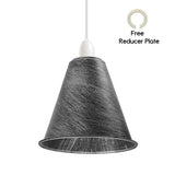 LEDSONE 3 Pack Vintage Brushed Silver Cone Lampshades, 18cm – Retro Industrial Metal Pendant Shades