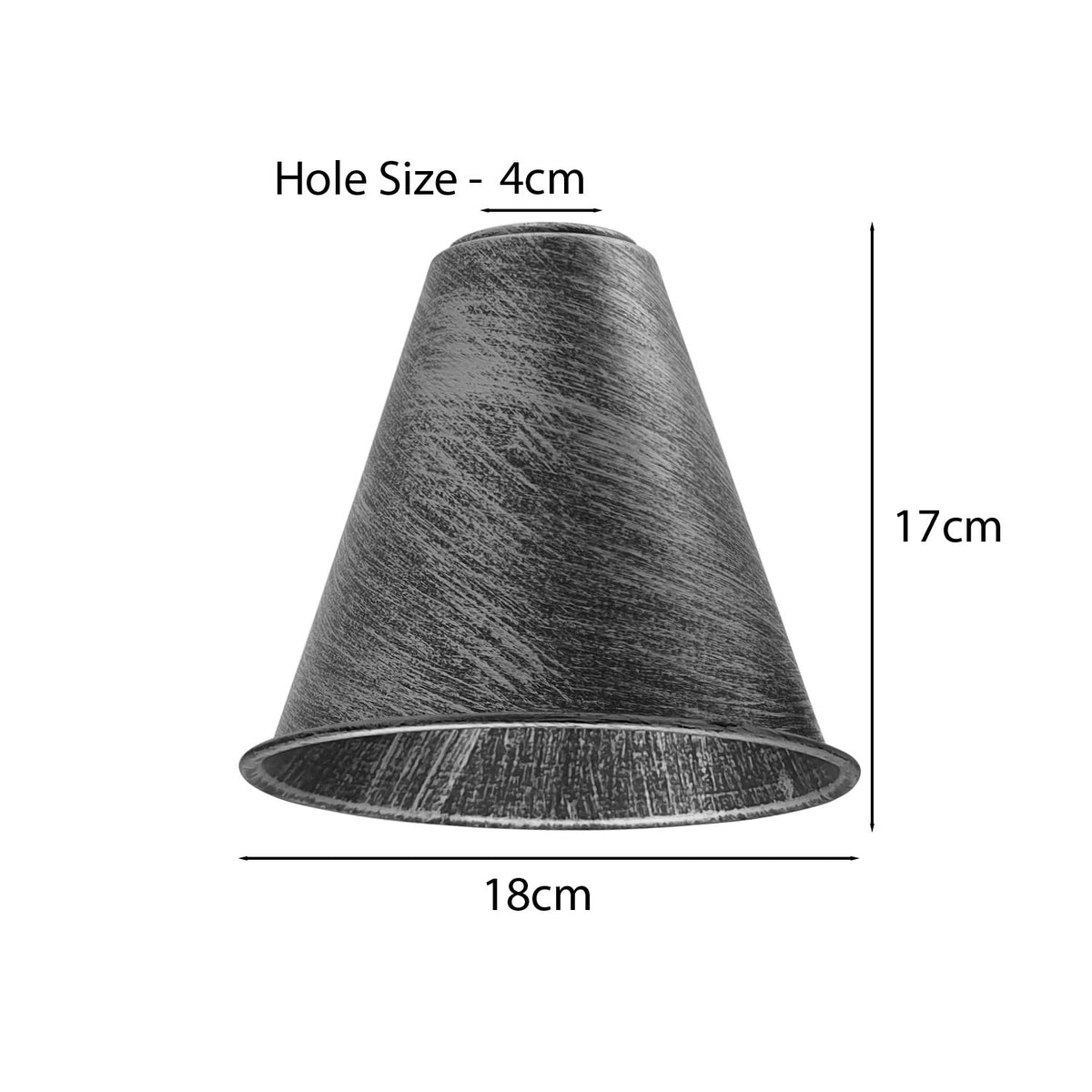 LEDSONE 3 Pack Vintage Brushed Silver Cone Lampshades, 18cm – Retro Industrial Metal Pendant Shades