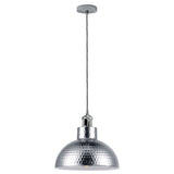 LEDSONE Vintage Industrial Chrome Pendant Light with 26cm Metal Shade and E27 Holder – Hanging Lamp for Dining Room