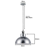 LEDSONE Vintage Industrial Chrome Ceiling Pendant Light with Metal Shade and 95cm Adjustable Cable
