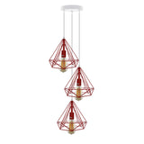 LEDSONE 3-Head Round Base Vintage Industrial Cage Pendant Light, E27 Dimmable – Loft Style Metal Lamp