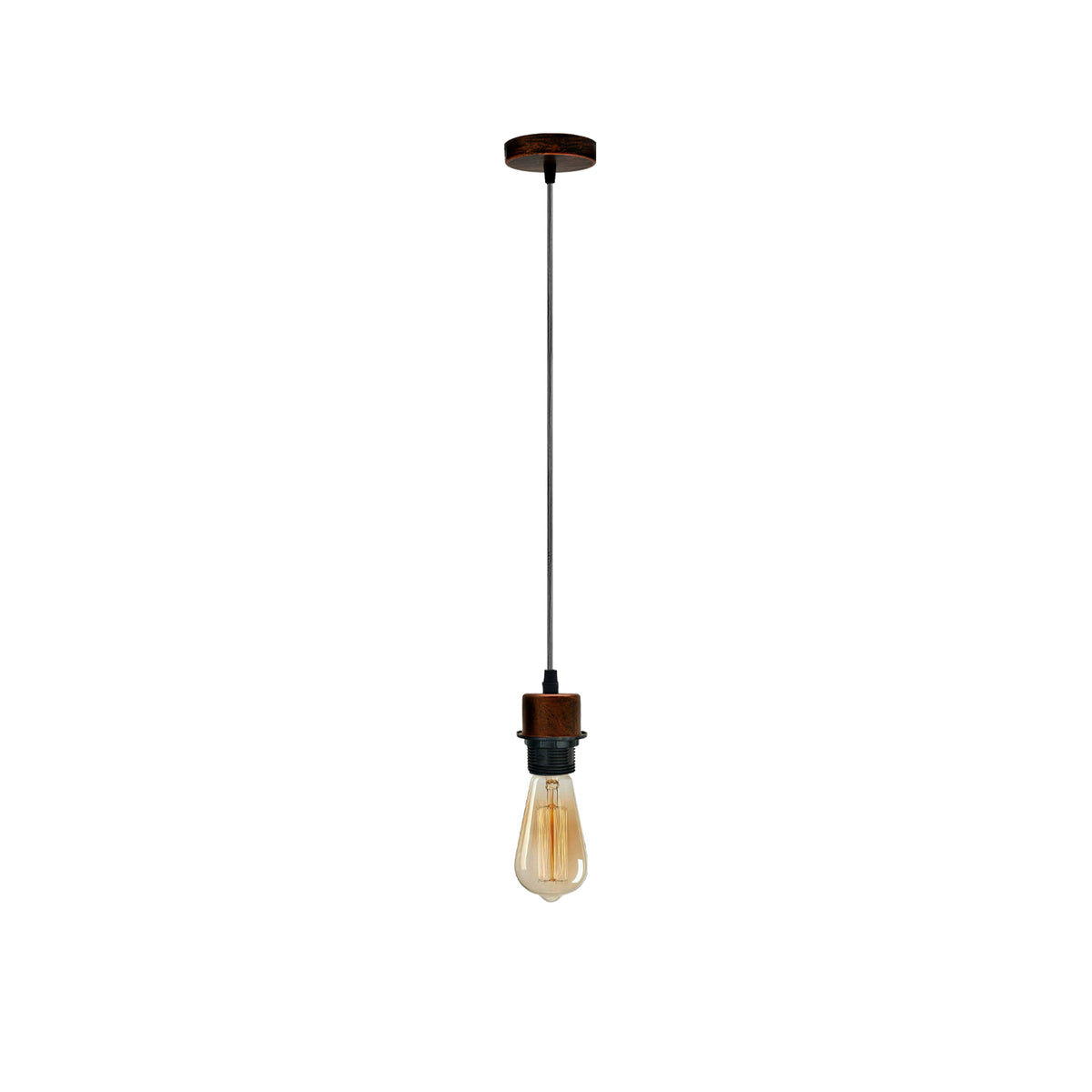 LEDSONE Industrial Rustic Red Pendant Light Fitting with E27 Holder & 95cm Cable – Dimmable Retro Light Kit