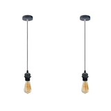 LEDSONE 2 Pack Industrial Grey Pendant Light Fitting with E27 Lampshade Holder and 95cm Adjustable Cable