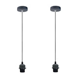 LEDSONE 2 Pack Industrial Grey Pendant Light Fitting with E27 Lampshade Holder and 95cm Adjustable Cable